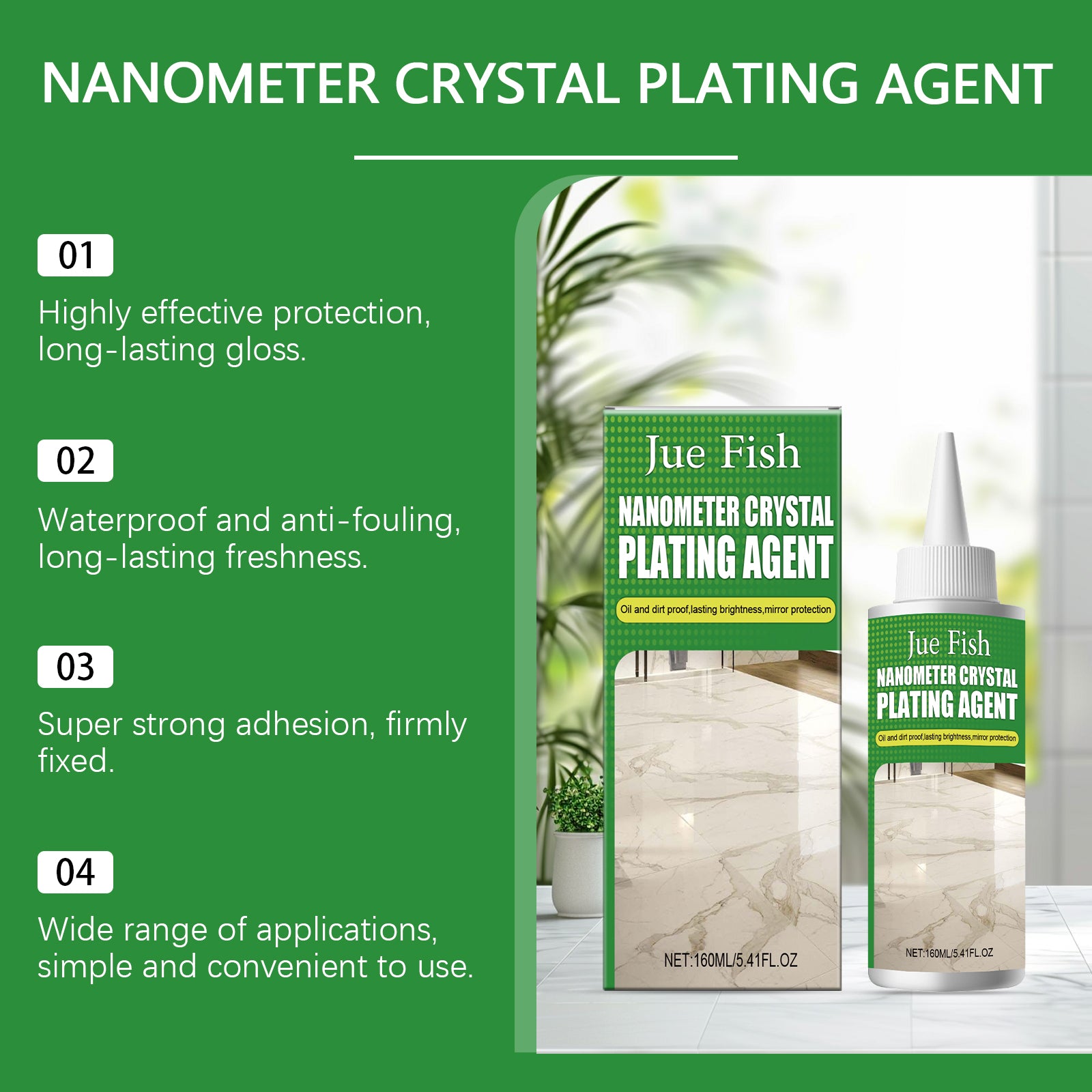 Jue-Fish Nano Crystal Coating Agent (160ml) Marble Polishing Nano Crystal Liquid Tile Scratch Repair, Brightening And Restoration